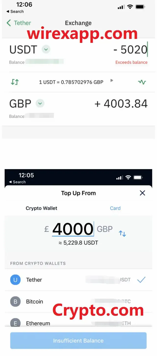 USDT Exchange Rate Comparison between WirexApp vs Crypto.com. It costs more on Crypto.com than WirexApp