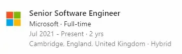 Two Year Anniversary of Joing Microsoft Research Cambridge as a Senior Software Engineer