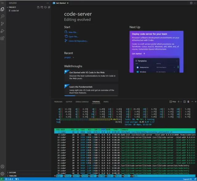 Powerful Cloud Desktop via Railway.Up Deployment of Visual Studio Code (SSH Terminal)