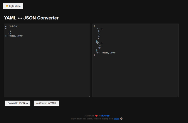 Yaml Json Converter (Vibe Coding), React Js Web App