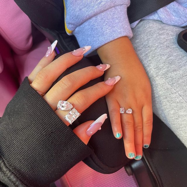 Kylie Jenner and Stormi Matching Pear and Radiant Cut Diamond Ring