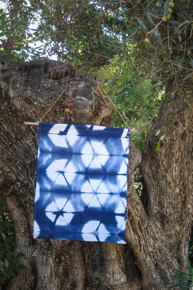 Hand dyed shibori wall-hanging