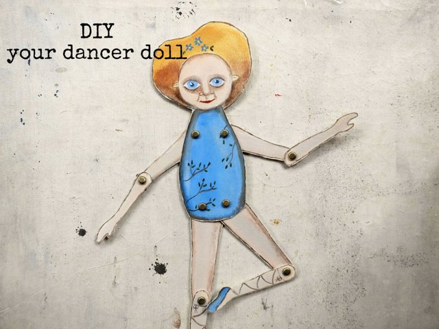 The Blue Dancer paper toy INSTANT Download illustration Diy – articulated paper doll – printable decoration pdf – for kids