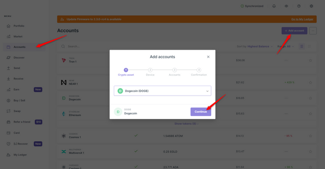 Store Doge on Ledger Live