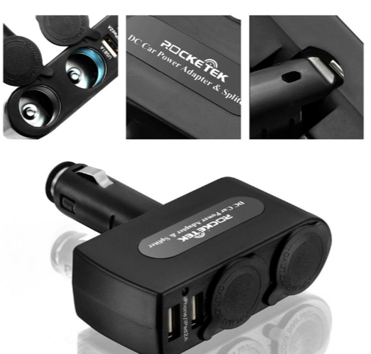 Rocketek 2-Socket Car Splitter Cigarette Lighter Adapter 12 24V 120W 3.1A 2 USB Car Charger Adapter  Build in Replaceable 5A Fuse - rocketeck (2).png