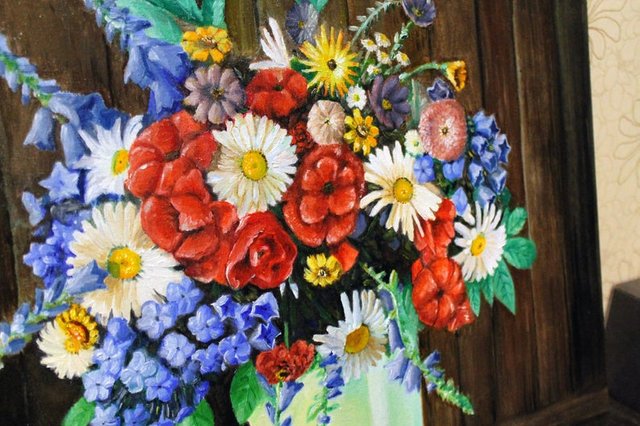 Daisy Original Art Floral Oil Painting Kitchen Decor By