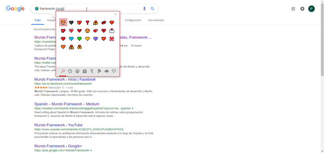 Captura de pantalla de la insercion de emojis o emoticones sobre el navegador Chrome por @rosepac