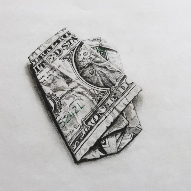 hyper realistic drawing of a dollar