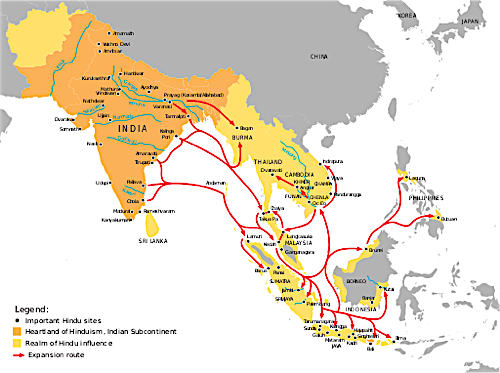 Map: Hinduism meme spreading in Asia