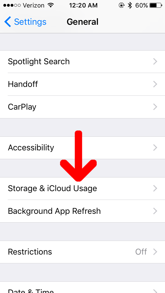 Storage and iCloud Usage