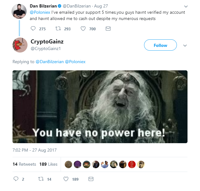 CryptoGainz: You have no power here!