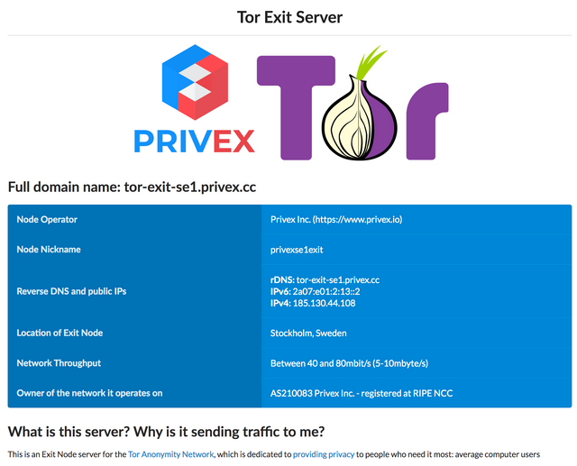 Screenshot of tor-exit-se1.privex.cc