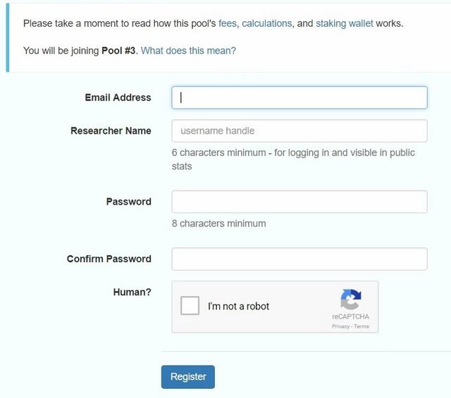 GRCPool registration form