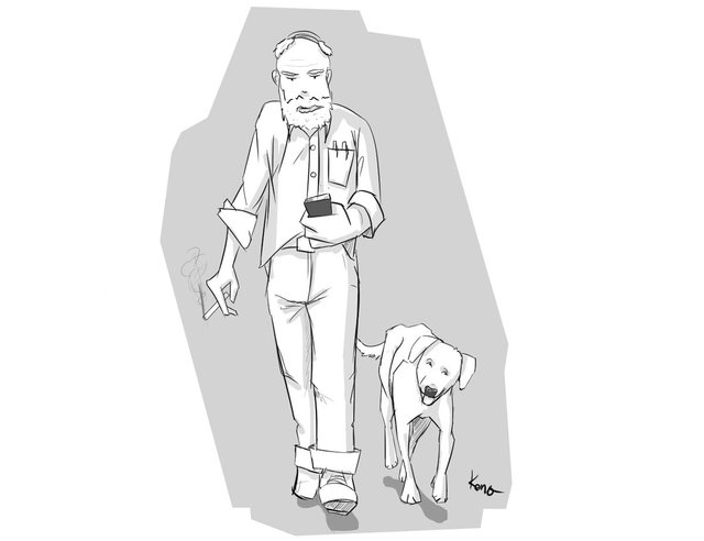 Old Man and the Dog Sketch rough Keno