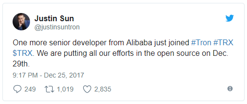 Justin Sun Tweet