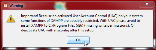 XAMPP installation - UAC Hinweis