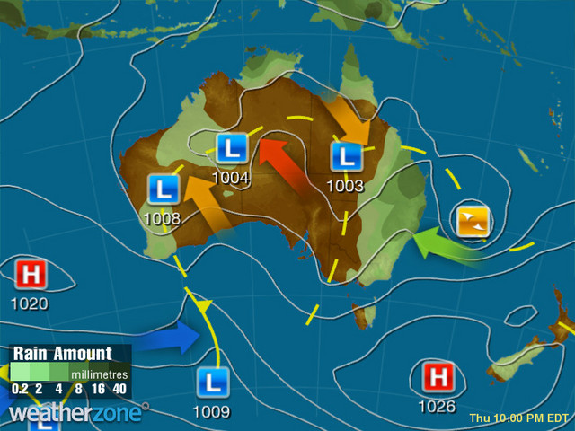 Example of a synoptic model produced by the Australian Bureau of Meteorology