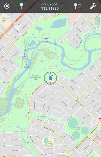 GPS location marker over Adenia Park