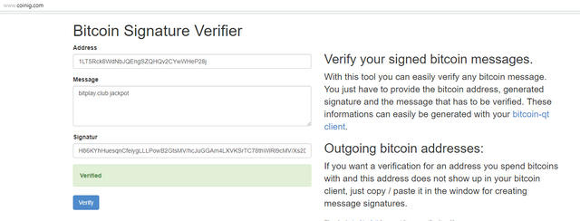 Screenshot of the verified message