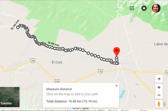 Map progress of Day 1 - 16.4 km!
