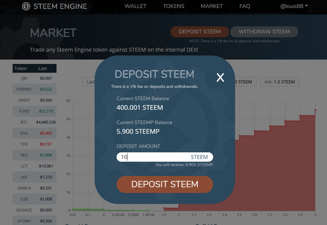 STEEMP Kauf von Steem auf Steem Engine