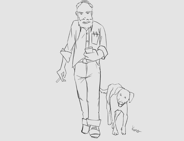 Old Man and the Dog Sketch rough Keno