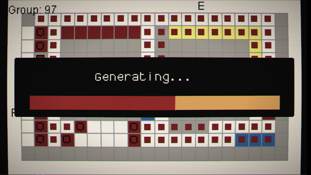 An abstract collection of grids and boxes overlaid with a progress bar labeled "Generating..."