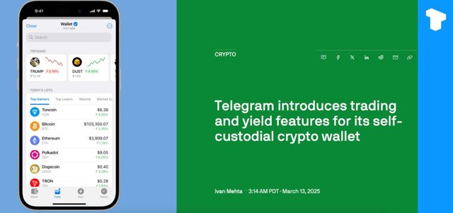 Telegram Wallet Adds Staking and Cryptocurrency Trading Features