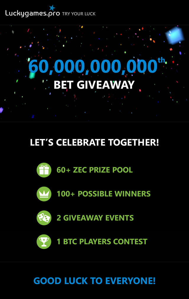 Luckygames.pro 60,000,000,000th BET Giveaway