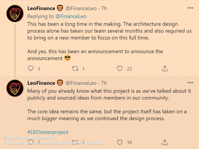 Screenshot of 19 LeoFinance 🦁 on Twitter_ _The biggest airdrop ever seen on Hive is coming to LEO POWER _ WLEO HODLers Announcement coming soon_ ....jpg
