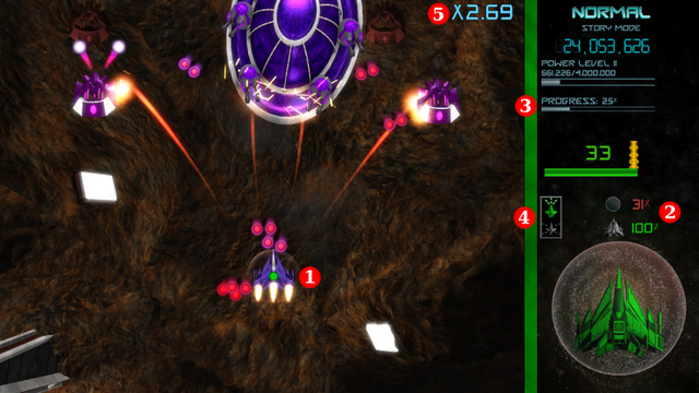 Star Saviors gameplay in progress, with numbered callouts on several screen elements
