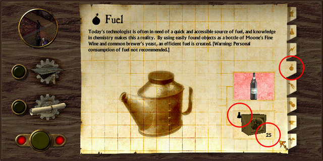 A schematic page. It's on the Explosives tab, but there's a Chemistry icon next to the Brewer's Yeast ingredient.