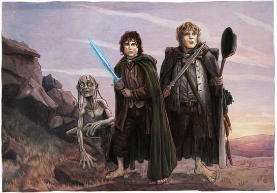 Frodo, Sam, Gollum by BrentWoodside on DeviantArt Sam, Frodo and Gollum journeying together.