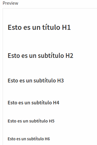 Ejemplos de títulos H