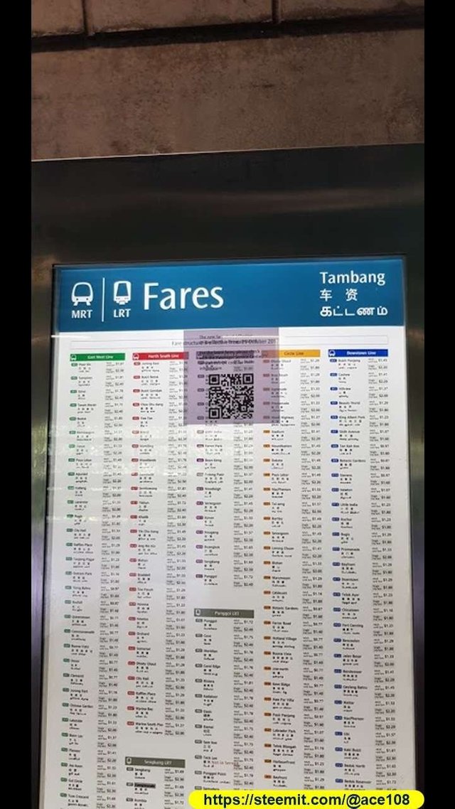 MRT Fare display