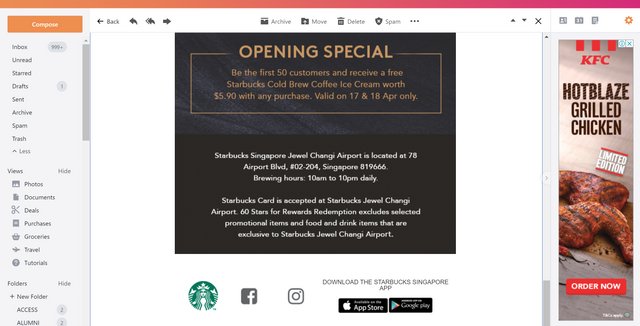 Email free ice cream Starbucks at Jewel