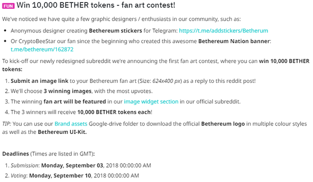 Win 10,000 BETHER tokens, fan art contest, Bethereum smart contract, Ethereum token, Blockchain betting token