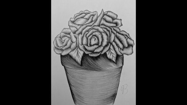 How To Draw A Flower Pot With Roses