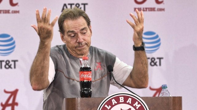 Image result for nick saban press conference fans