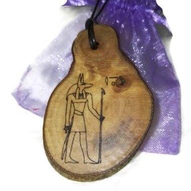 Anubis Egyptian Necklace Wooden Charm #Anubis