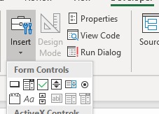 adding form control in excel