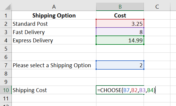 choose in excel