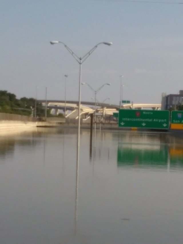 Hurricane Harvey High water sam Houston fwy freeway looking north to I10 interchange