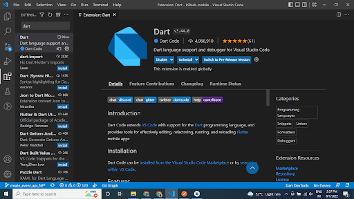 Install Dart Extension