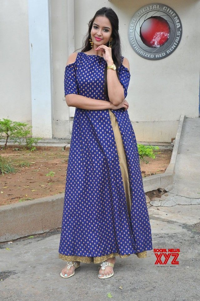 Actress Poojitha Ponnada Stills From Darshakudu Pressmeet