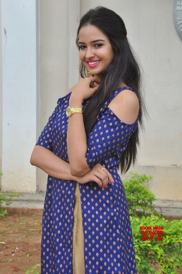 Actress Poojitha Ponnada Stills From Darshakudu Pressmeet