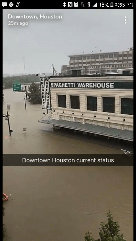 spaghetti warehouse Houston Texas flooded hurricane Harvey