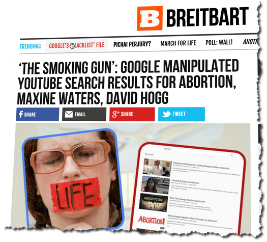 Breitbart screenshot google smoking gun article
