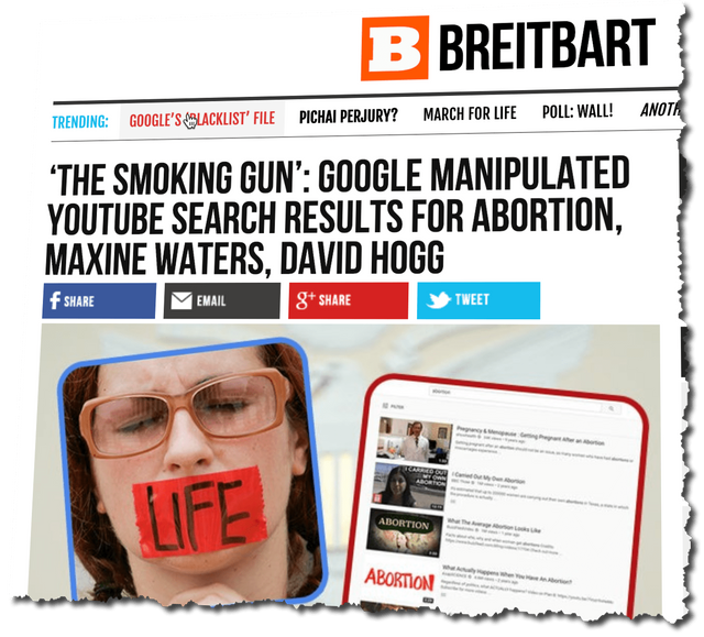 Breitbart screenshot google smoking gun article