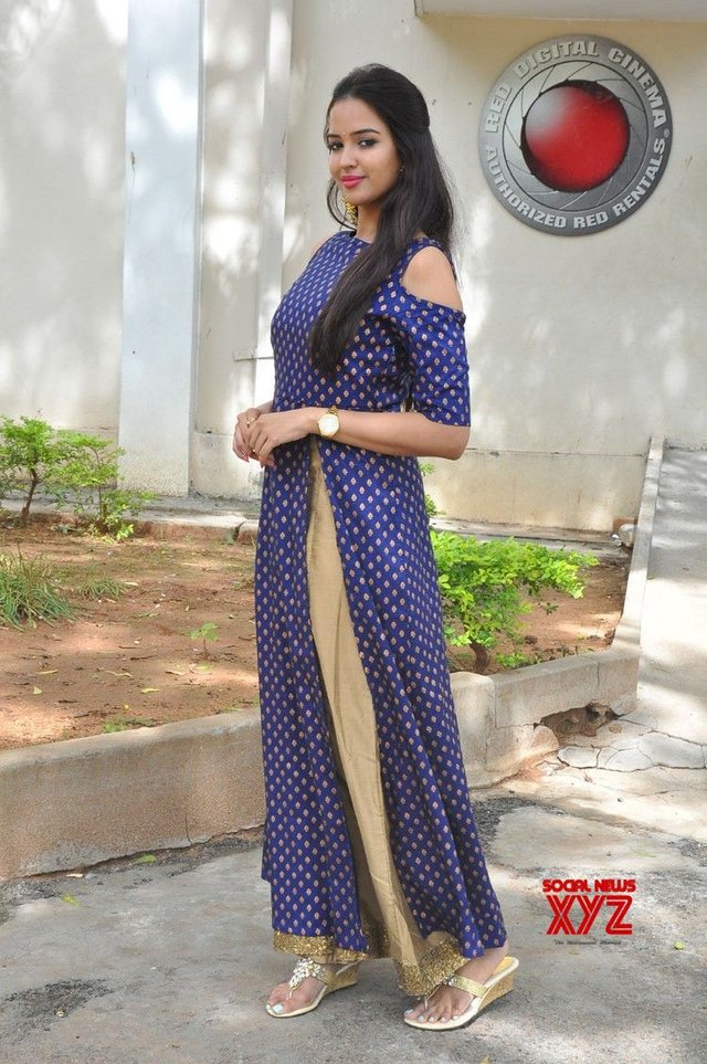 Actress Poojitha Ponnada Stills From Darshakudu Pressmeet